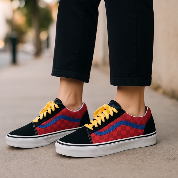 VANS Old Skool Low Top Multicolor Skate Shoes‎ Sneakers Checked Plaid Men 10 - Picture 1 of 12